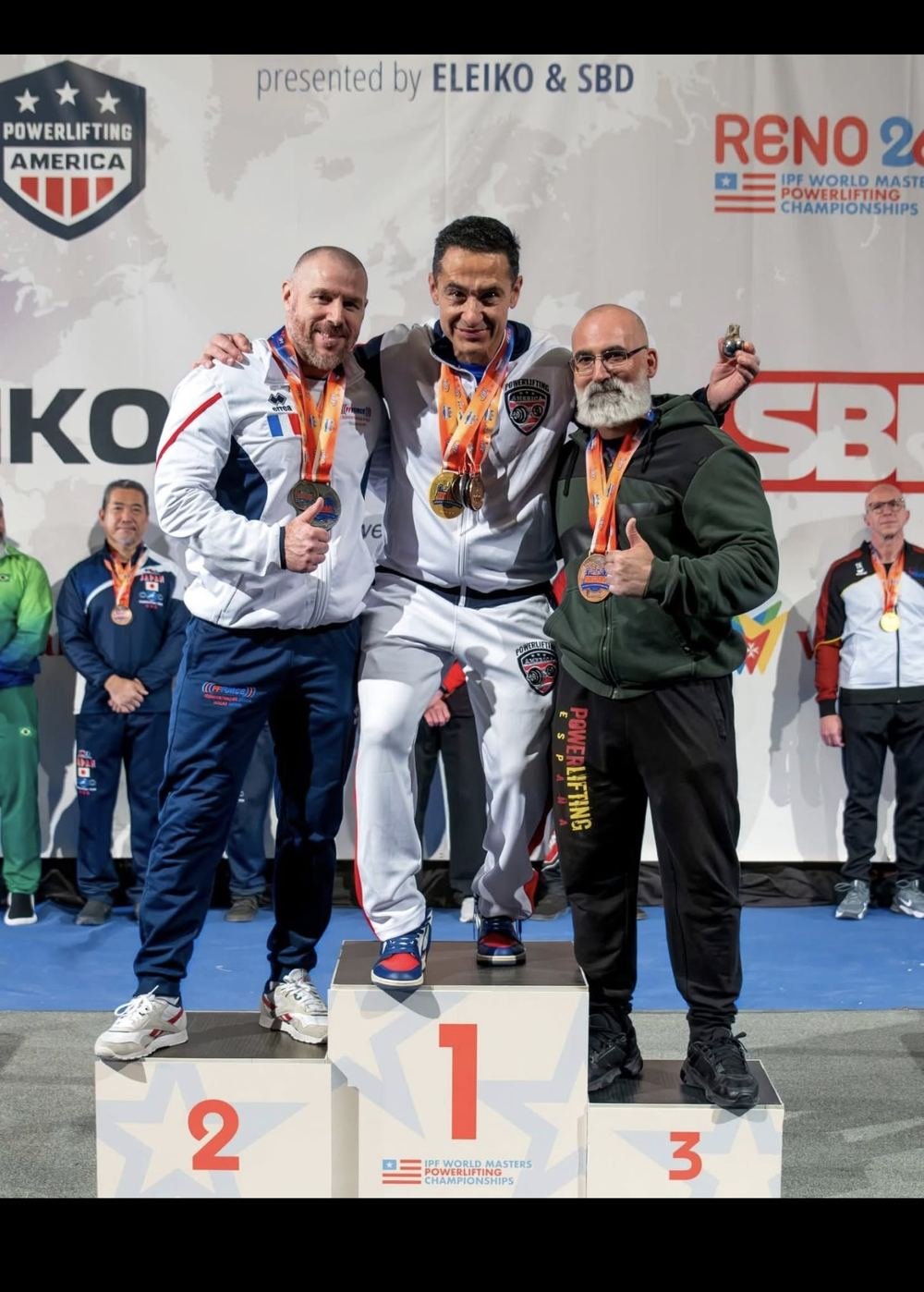Podium Masters 2 -83 kg à Reno : Jesus Fragoso (USA), Karim Houas (France), Diego Sevilla Marín (Espagne)